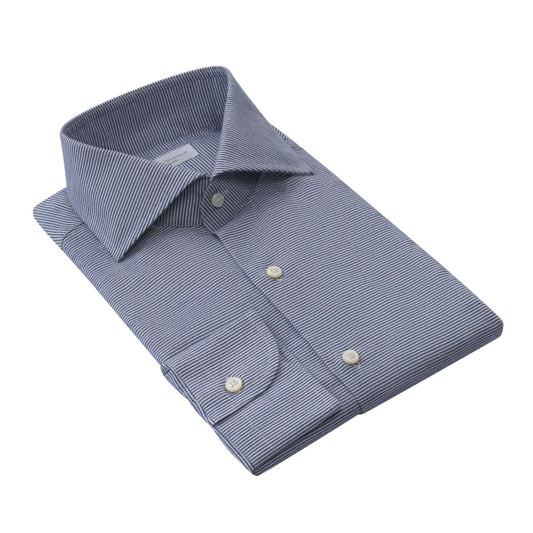 Maria Santangelo Barre-Striped Flannel-Cotton Shirt in Blue - SARTALE