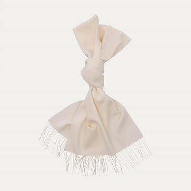 Piacenza Cashmere Fringed Cashmere Scarf in Champagne White - SARTALE