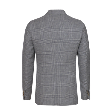 Single-Breasted Glen-Checked Virgin Wool Jacket in Black and White