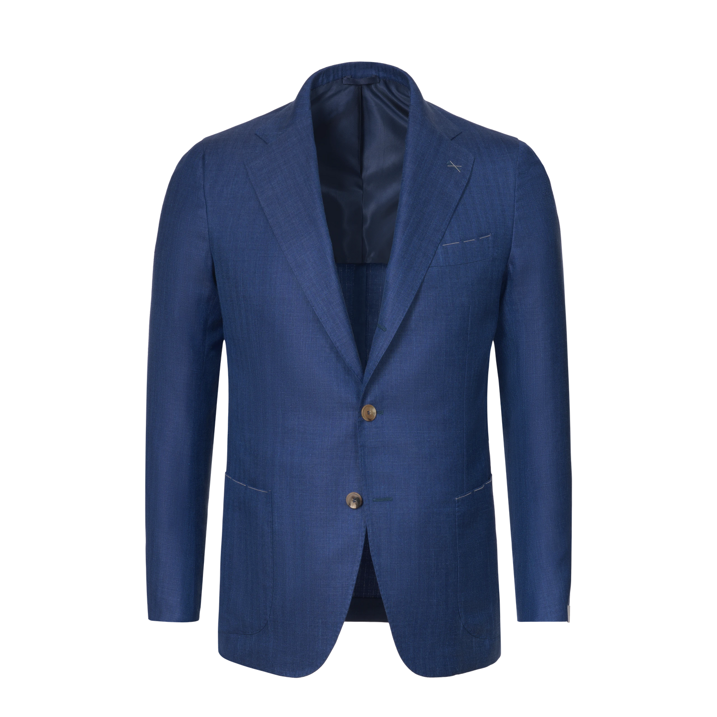 Single-Breasted Wool-Silk Blend Jacket in Blue