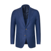 Single-Breasted Wool-Silk Blend Jacket in Blue