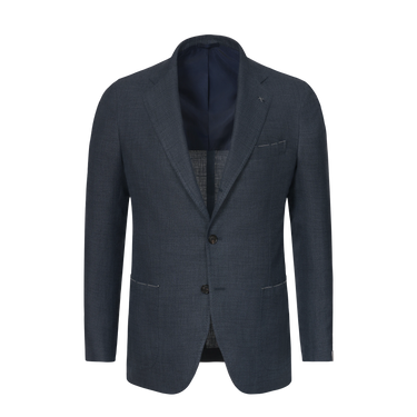 Einreihige Jacke aus Viskose-Seiden-Mix in Jeansblau