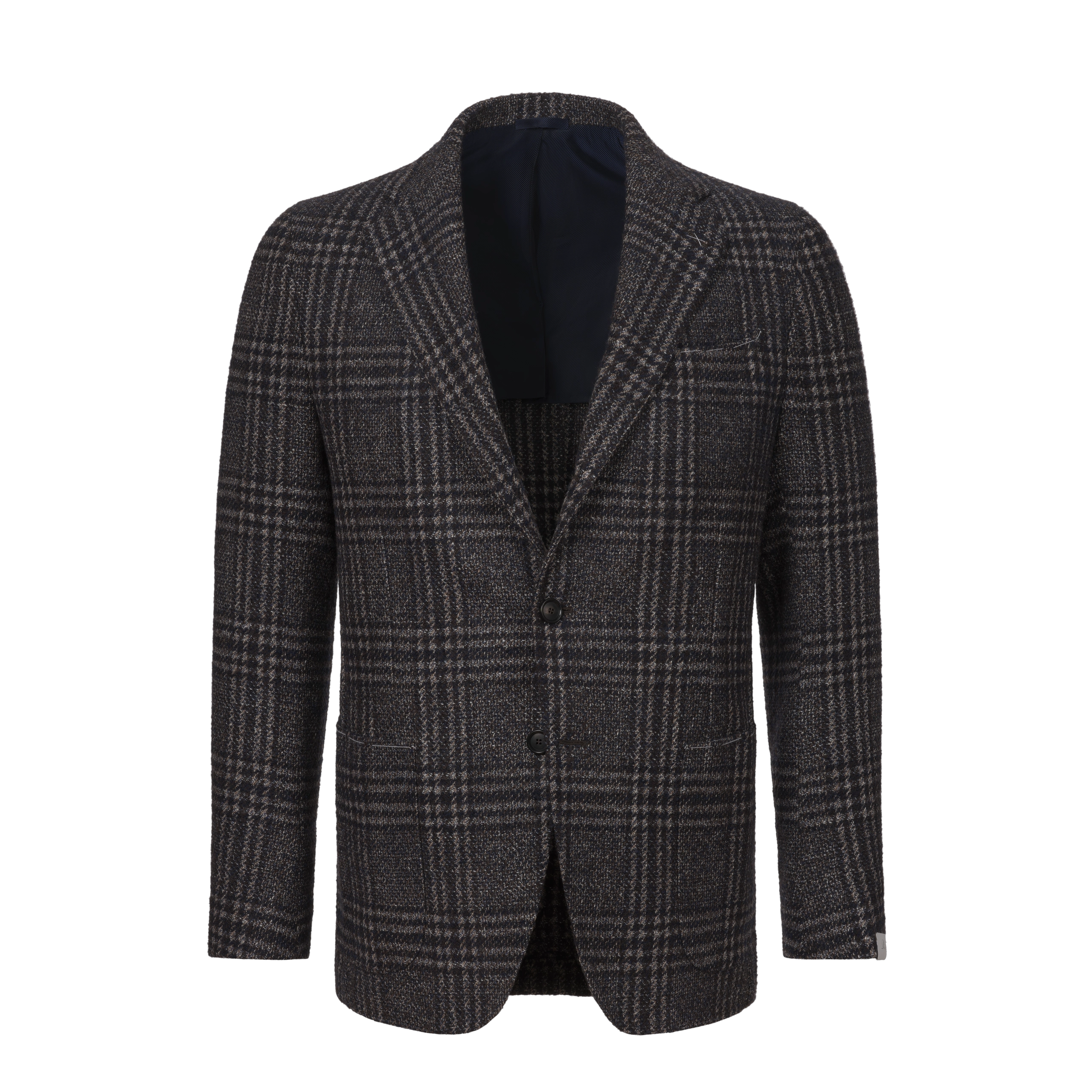 Single-Breasted Wool Jacket in Dark Blue and Brown. Exclusively Made for Sartale