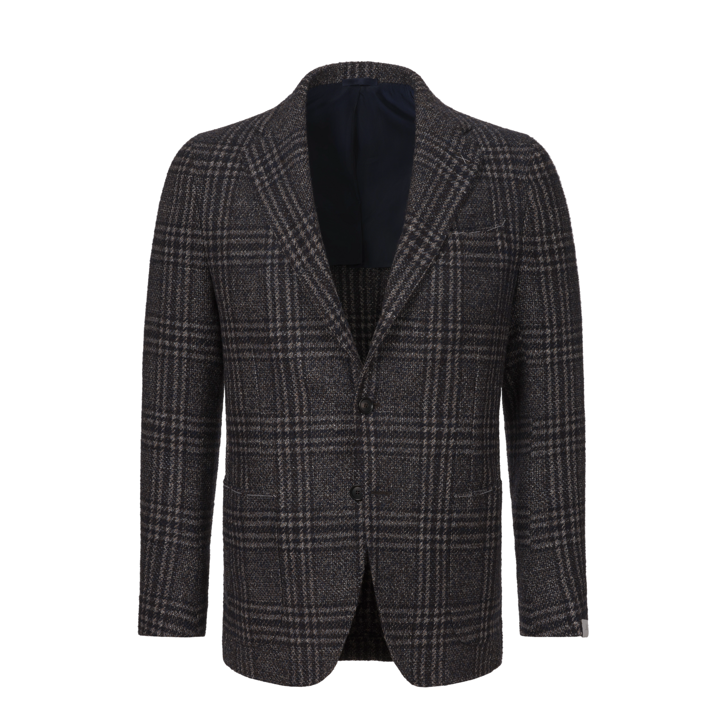 Single-Breasted Wool Jacket in Dark Blue and Brown. Exclusively Made for Sartale