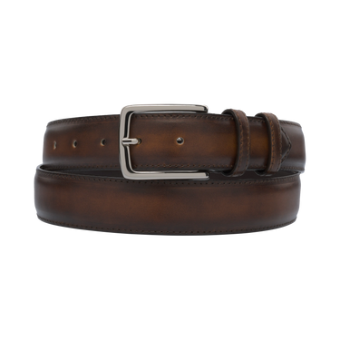 Calfskin Leather Belt in Burnt