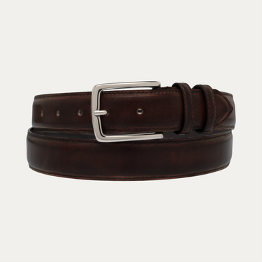 Calfskin Leather Belt in Dark Brown