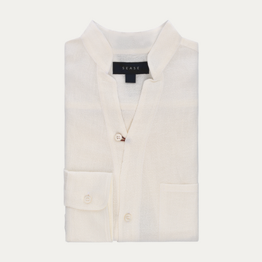 Sease Linen Henley Shirt in White - SARTALE