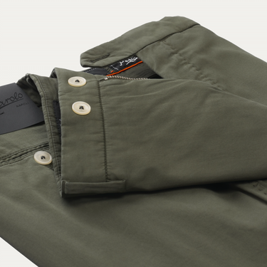 Marco Pescarolo Slim-Fit Cotton-Blend Trousers in Olive Green - SARTALE