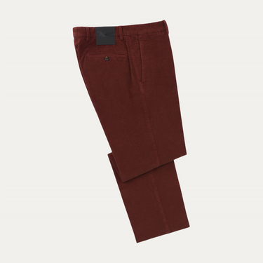 Marco Pescarolo Slim-Fit Stretch-Cotton and Cashmere-Blend Velvet Trousers in Brick Red - SARTALE