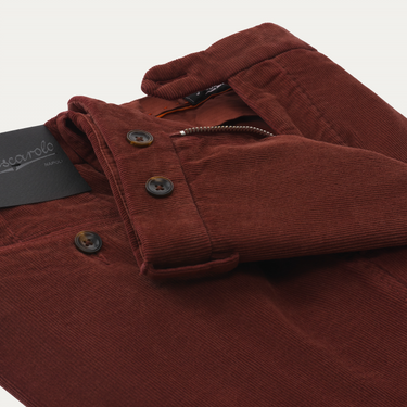 Marco Pescarolo Slim-Fit Stretch-Cotton and Cashmere-Blend Velvet Trousers in Brick Red - SARTALE