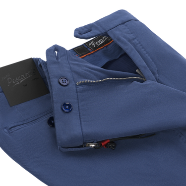 Cotton-Silk Blend Trousers in Light Blue