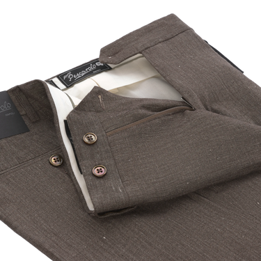 Cashmere-Linen Blend Trousers in Light Brown Melange