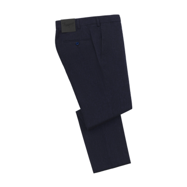Cashmere-Linen Blend Trousers in Indigo Blue Melange
