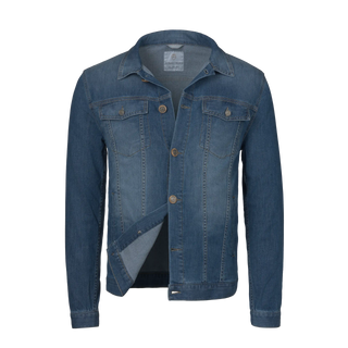 Richard J. Brown denim blue cotton-blend jacket with button closure and chest pockets, featured in SARTALE's outerwear collection.