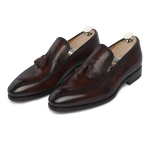 "Sallustio max" Loafer with hand-made Tassels in Aubergine Brown