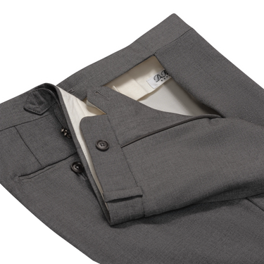 Tailored flat-front Wool Trousers in Dark Grey