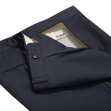 Tailored flat-front Wool Trousers in Dark Blue. Exclusively made for Sartale