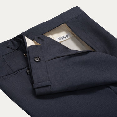 Tailored flat-front Wool Trousers in Dark Blue. Exclusively made for Sartale