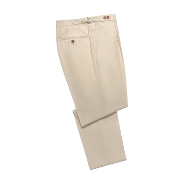 Tailored flat-front Cotton Trousers in Creme. Exclusively made for Sartale