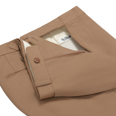 Tailored flat-front Cotton Trousers in Clay. Exclusively made for Sartale