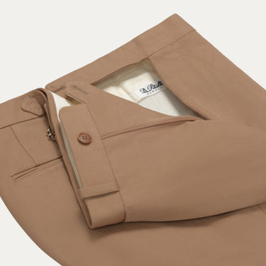 Tailored flat-front Cotton Trousers in Clay. Exclusively made for Sartale