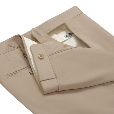 Tailored flat-front Cotton Trousers in Beige. Exclusively made for Sartale