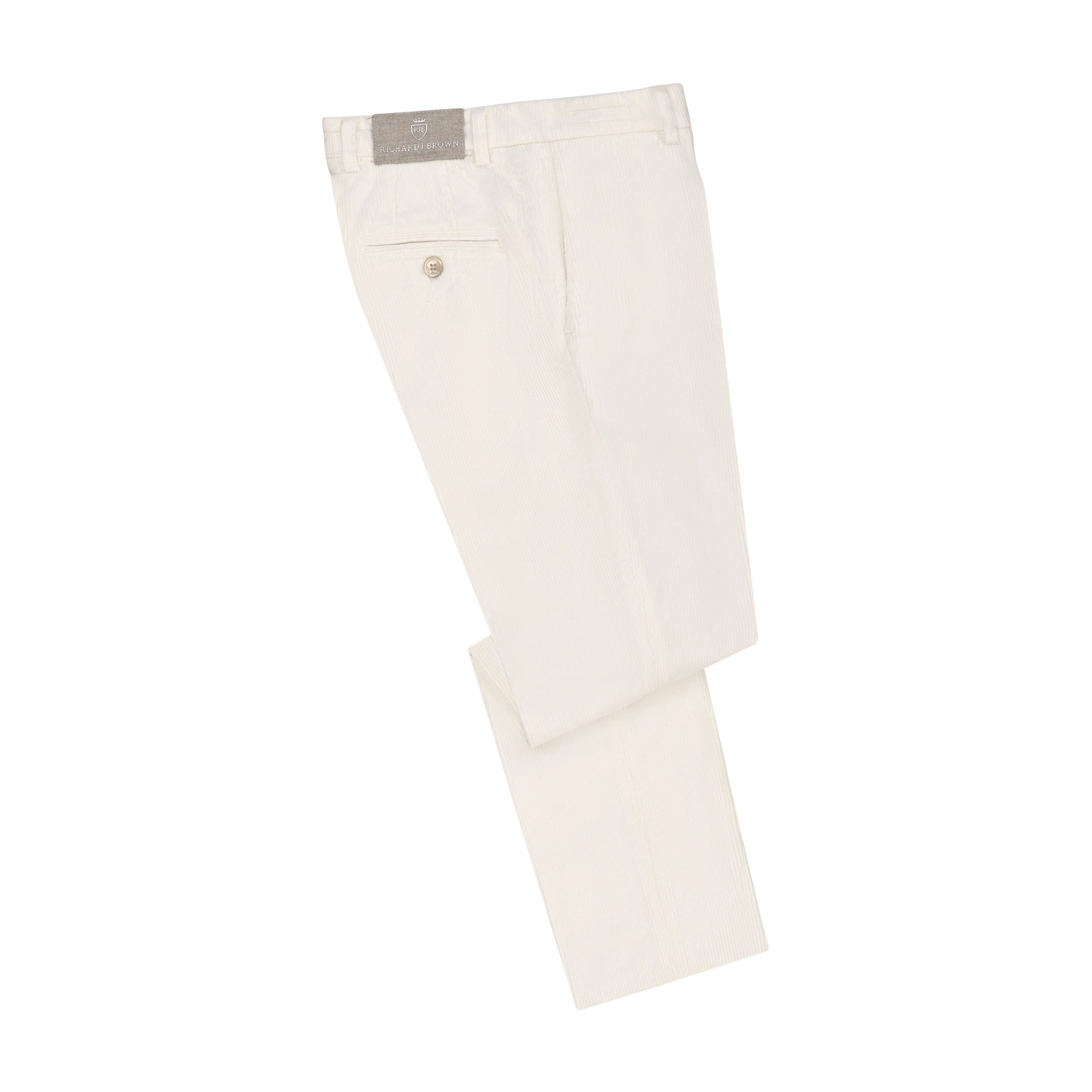 Slim-Fit Corduroy Cotton Trousers in Cream