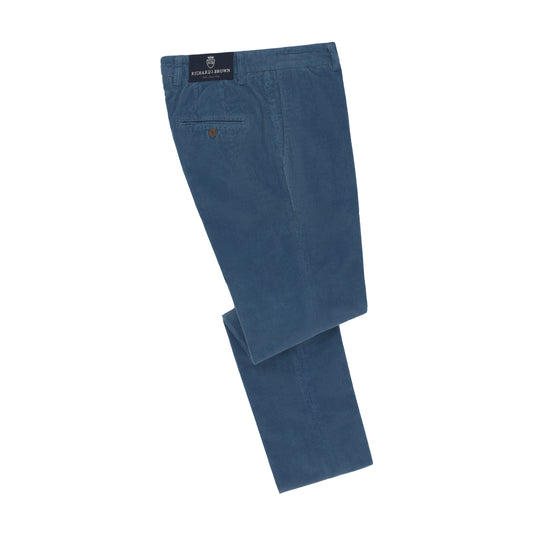 Slim-Fit Corduroy Cotton Trousers in Blue