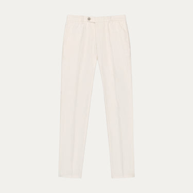Slim-Fit Corduroy Cotton Trousers in Cream