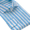 Striped Cotton-Linen Blend Shirt in White and Sky Blue