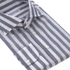 Striped Cotton-Linen Blend Shirt in White and Blue