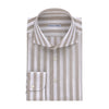 Striped Cotton-Linen Blend Shirt in White and Beige
