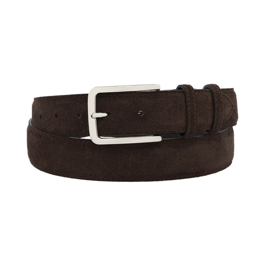 Suede Leather Belt in Dark Brown
