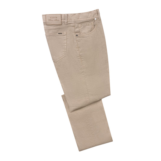 Slim-Fit Linen-Blend Jeans in Sand Brown