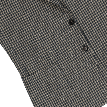 Single-Breasted Wool-Linen Checked Jacket in Ochre Yellow and Blue