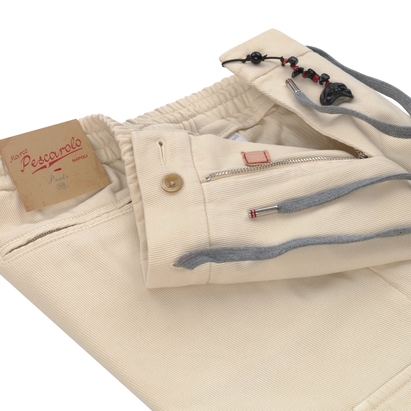 Slim-Fit Cargo Drawstring Trousers in Vintage White