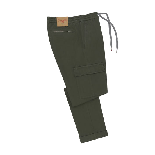 Slim-Fit Cargo Drawstring Trousers in Seaweed Green