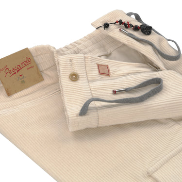 Slim-Fit Cargo Drawstring Trousers in White