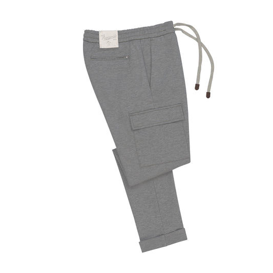 Slim-Fit Cargo Drawstring Trousers in Light Grey