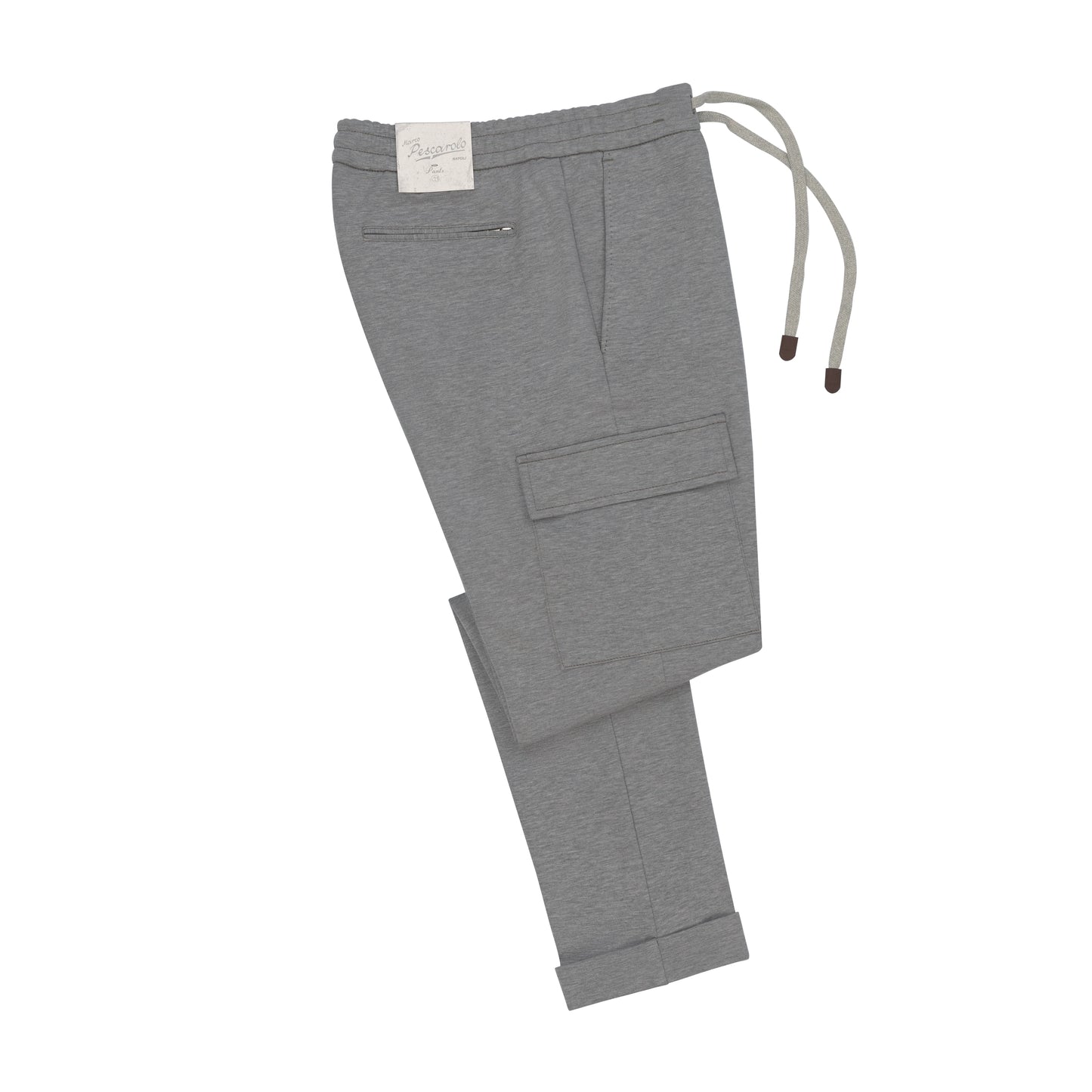 Marco Pescarolo Slim-Fit Cargo Drawstring Trousers in Light Grey 