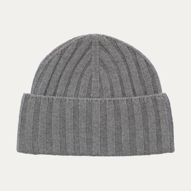 Ribbed Cashmere Hat in Light Grey Melange