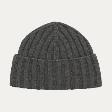 Ribbed Cashmere Hat in Dark Grey Melange