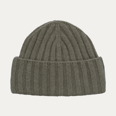 Ribbed Cashmere Hat in Olive Green Melange
