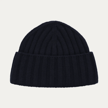 Ribbed Cashmere Hat in Midnight Navy