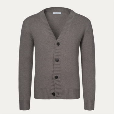 Wool V-Neck Cardigan in Grey