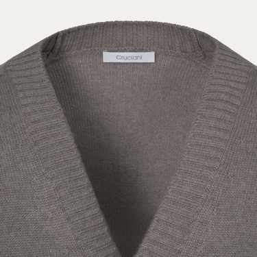 Wool V-Neck Cardigan in Grey