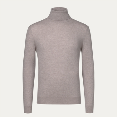 Wool Turtleneck in Light Grey Melange