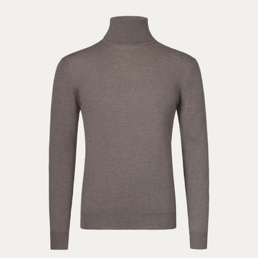 Wool Turtleneck Sweater in Taupe Grey