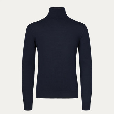 Wool Turtleneck Sweater in Navy