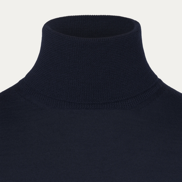 Wool Turtleneck Sweater in Navy